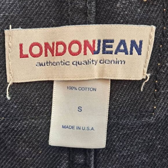 London Jeans Women's Vintage 90s Denim Overall Shorts Black size Small - Picture 5 of 6